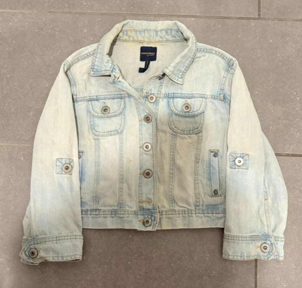 Highway Jeans Denim Trucker Jacket Women's Cropped Light Wash Blue Size S